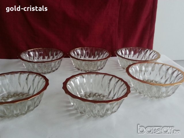 ретро кристални купички с златен кант, снимка 9 - Антикварни и старинни предмети - 20416901