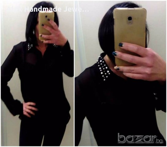 Terranova риза от шифон с перли и шипчета 