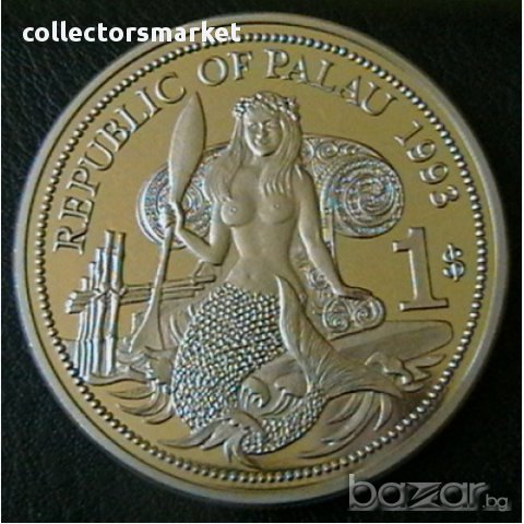 1 долар 1993, Палау, снимка 2 - Нумизматика и бонистика - 16824982