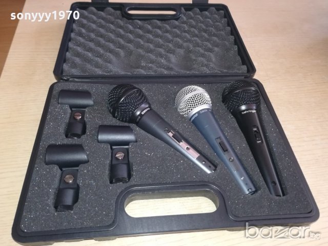 shure & behringer-микрофони комплект с куфар и държачи, снимка 2 - Микрофони - 20929154