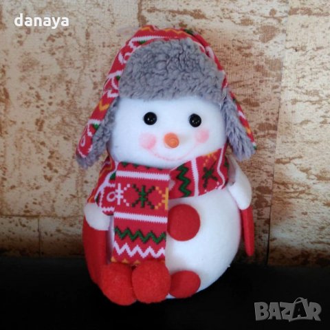Коледна фигура Снежен човек с шапка шал и ръкавички H16см, снимка 3 - Декорация за дома - 23220805