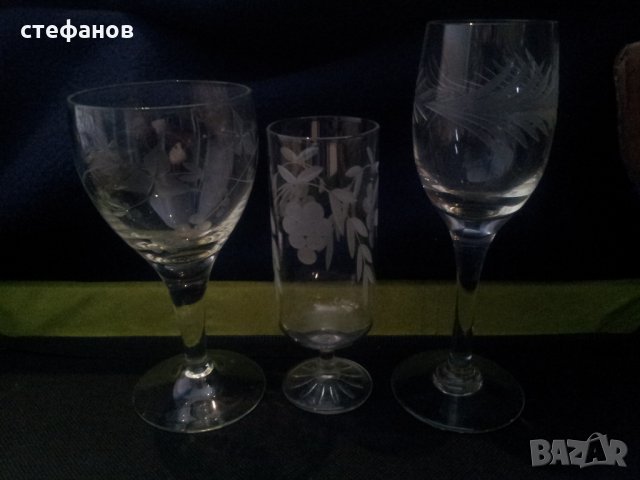 Три вида по четири чаши за концентрат стъклени от едно време, снимка 11 - Чаши - 24084318