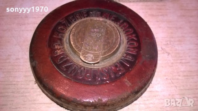 АНТИКА-стара кожена ролетка-кожа и месинг-метална лента, снимка 4 - Колекции - 24498383