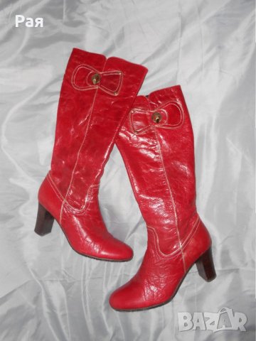 Елегантни кожени ботуши Fiorelli червени със златни елементи , снимка 6 - Дамски ботуши - 23847632