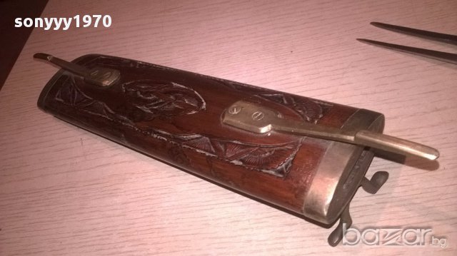 India-ретро колекция-нож и вилица в кания 45см-внос швеицария, снимка 8 - Антикварни и старинни предмети - 17725185