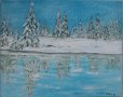 Маслена картина Зимен пейзаж , снимка 2