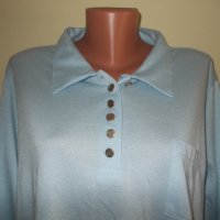 Светло синя блуза тип риза голям размер, снимка 2 - Блузи с дълъг ръкав и пуловери - 20801453