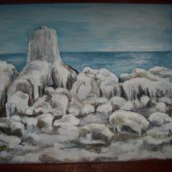 "Зимен бряг" картина на худ. Десислава Илиева, снимка 2 - Картини - 17155344