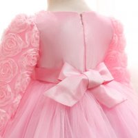 Детска рокля цветя Розова с ръкав - 2  год . Ново, снимка 1 - Бебешки рокли - 23985175