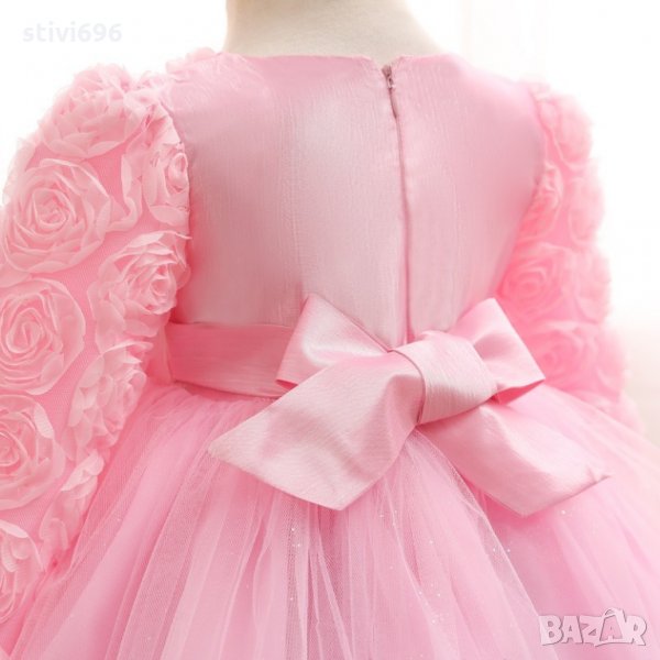 Детска рокля цветя Розова с ръкав - 2  год . Ново, снимка 1