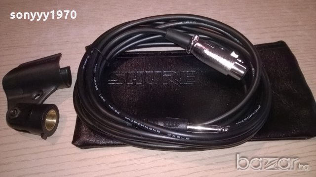 shure-кожен калъф+кабел с жак/букса+стоика за профи микрофон, снимка 6 - Микрофони - 20309878