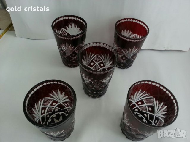 кристални чаши цветен кристал , снимка 5 - Антикварни и старинни предмети - 25525903