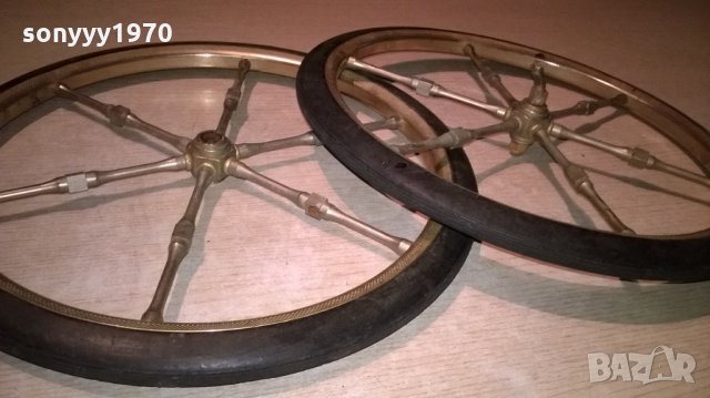 антики-ретро колела-мед/месинг с плътни гуми-внос франция, снимка 6 - Антикварни и старинни предмети - 23129253