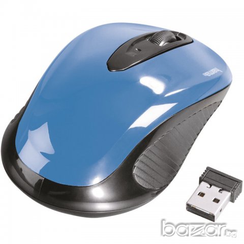 Безжична оптична мишка Hama (3 бутонна с нано приемник,синя)+ Батерии, снимка 8 - Клавиатури и мишки - 12877899