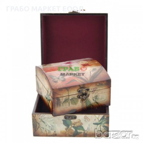 Комплект от 2бр. дървени кутии с цветен принт - цветя и пеперуди. , снимка 3 - Декорация за дома - 15763602