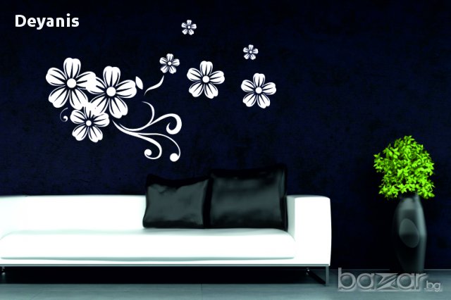 Стикер за стена - цветя, снимка 1 - Декорация за дома - 11850754