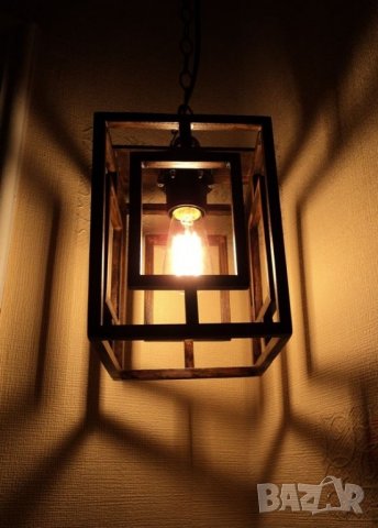 Висяща декоративна дървена лампа, снимка 4 - Полилеи - 21772308