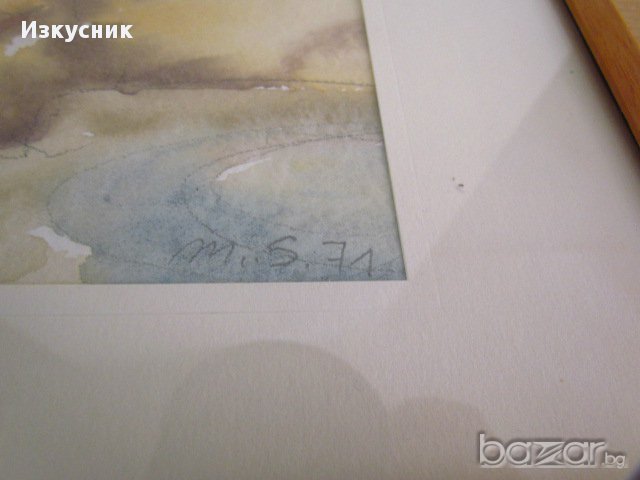 Красив акварел от 1971 г. - оригинал, снимка 3 - Картини - 15178042