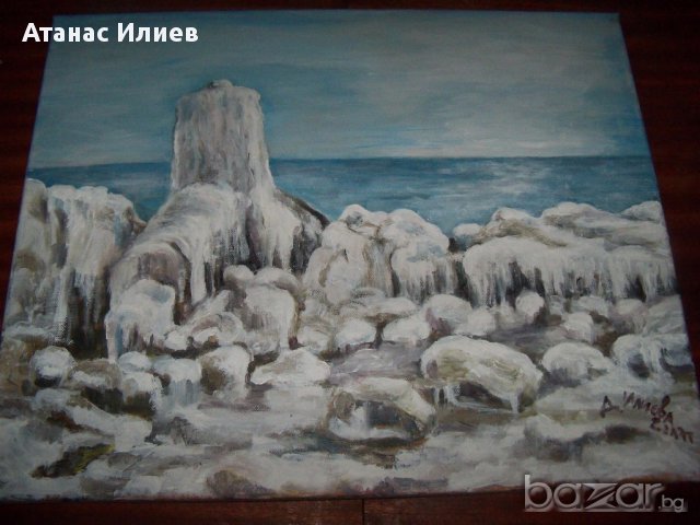"Зимен бряг" картина на худ. Десислава Илиева, снимка 2 - Картини - 17155344