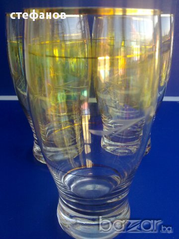 Кана и 4 чаши за безалкохолно, вино, калиево стъкло, снимка 4 - Чаши - 15887651