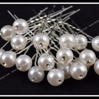 Фуркети перла с нежно камъче -022 , снимка 1 - Аксесоари за коса - 18227121