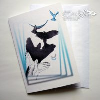 Картичка "Илюзии" / принт, изкуство, птица, снимка 4 - Други - 22089073