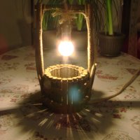 Уникална, ръчно изработена дървена битова лампа Геран за механа в битов/винтидж стил, снимка 6 - Настолни лампи - 24568964