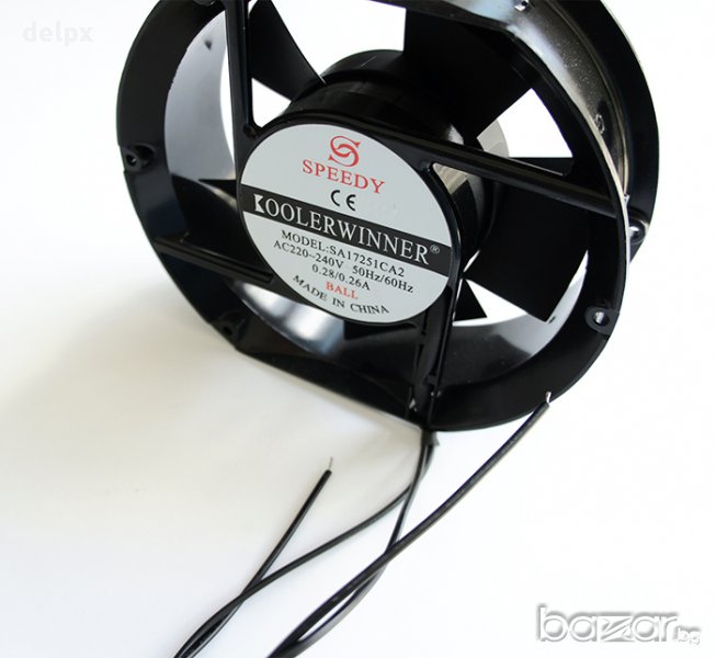 Вентилатор, метален, аксиален, лагер, 220V, 2P, 0,26A, 172х150х51mm, 176m3/h, снимка 1