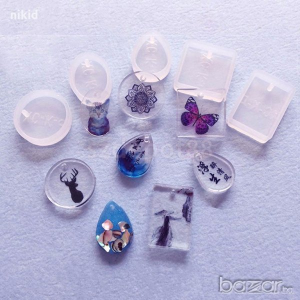 5 вида силиконов калъп форма форми за бижутерски сладкарски и смола изделия висулки, снимка 1