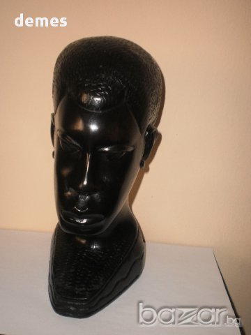 Глава на мъж-фигура от абанос, голяма , снимка 3 - Антикварни и старинни предмети - 8740569