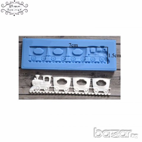 Локомотив с вагони влак силиконов молд форма украса декорация торта фондан 