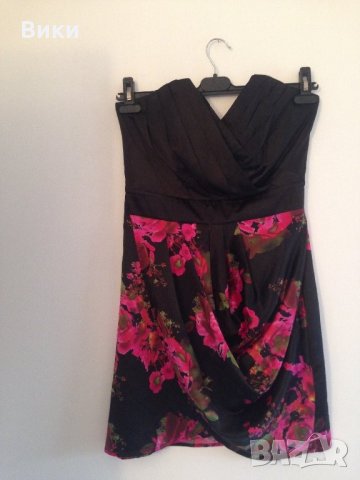 Черна рокля на цветя, снимка 4 - Рокли - 22775391