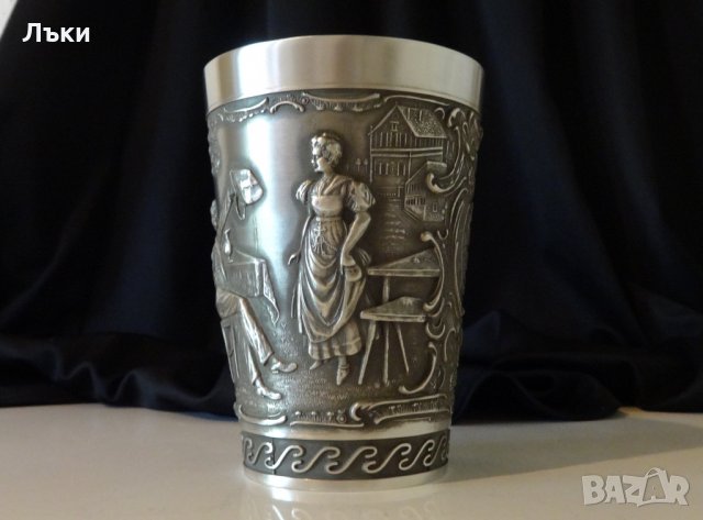 Гравирана чаша,халба от калай 350 мл. , снимка 2 - Антикварни и старинни предмети - 25785078