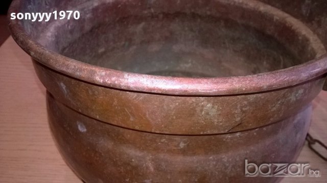 Медно котле с дръжка и синджир 30/18см-внос швеицария, снимка 12 - Антикварни и старинни предмети - 14517617