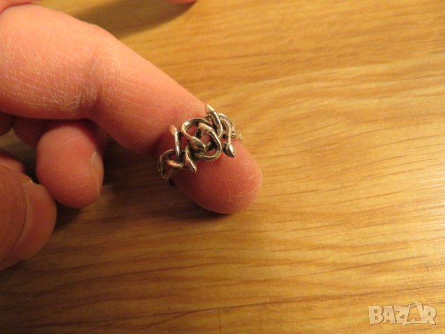 Стар Мъжки Сребърен пръстен - величествени змий моторджийски, мото аксесоари, мото екипировка, снимка 4 - Пръстени - 24325555