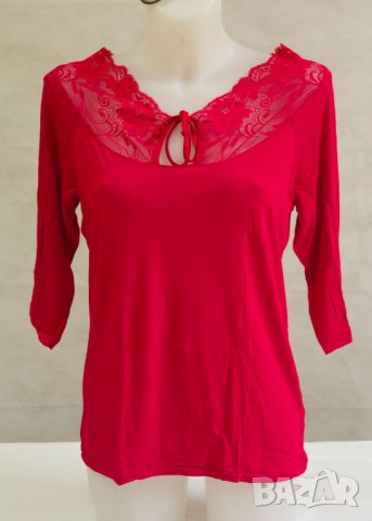 Червена дамска блуза с дантела марка Eldar , снимка 2 - Блузи с дълъг ръкав и пуловери - 22515544