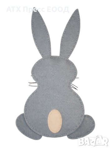 Зайче-сиво-комплект за шиене от филц, снимка 3 - Други - 23433745