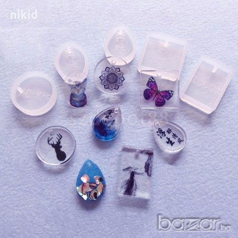 5 вида силиконов калъп форма форми за бижутерски сладкарски и смола изделия висулки