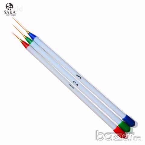 3 бр четки дълъг тънък косъм за рисуване декориране маникюр нокти декорация 