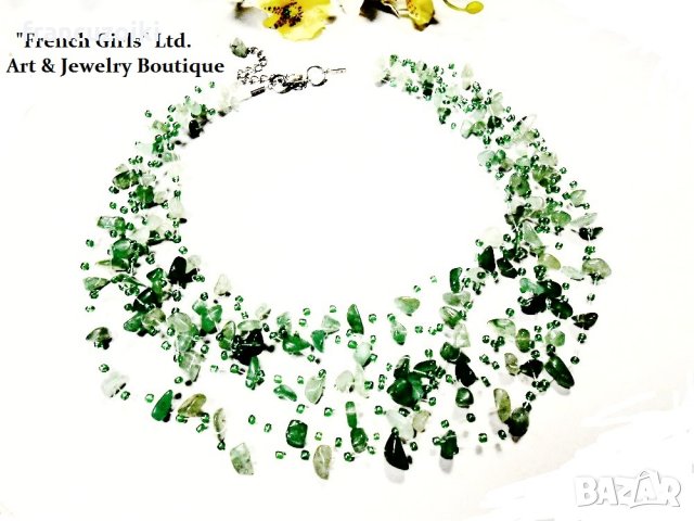 Колие от зелен авантюрин - многоредно, снимка 5 - Колиета, медальони, синджири - 22735104