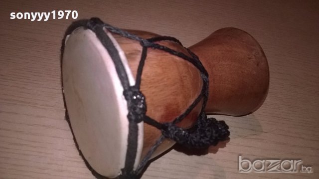 Тарамбука-12х9см-дърво и кожа-внос швеицария, снимка 8 - Антикварни и старинни предмети - 17785531