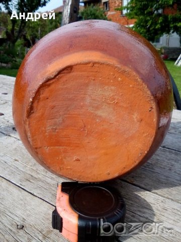 Старинна керамична тенджера,гърне, снимка 5 - Антикварни и старинни предмети - 18566437