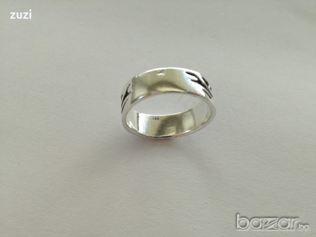 Мъжка сребърна оксидирана халка - сребро проба 925, снимка 2 - Пръстени - 20962251