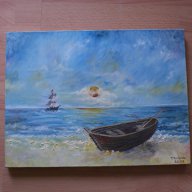 Картина с маслени бои "Морският Бряг" , снимка 1 - Гоблени - 9001604