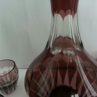 Ретро стъклени чаши с гарафа цветно стъкло , снимка 9 - Антикварни и старинни предмети - 25525942