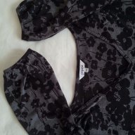Сиво-черна фина блуза на цветя., снимка 3 - Блузи с дълъг ръкав и пуловери - 17202847