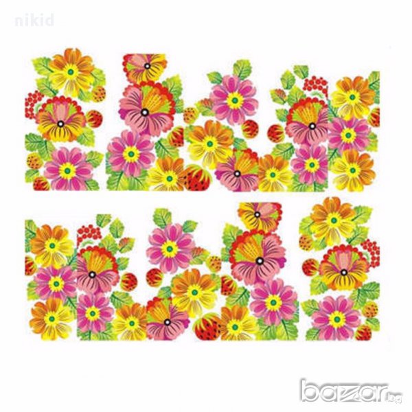 stz-167  ваденки водни стикери за нокти жълто-розови цветя, снимка 1