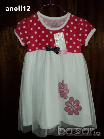 Нова детска памучна рокля с тюл , снимка 4 - Бебешки рокли - 13564403