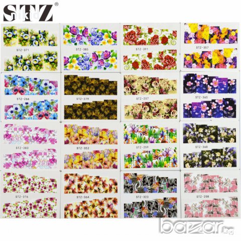 48 бр пастелни цветя татос ваденки водни стикери за нокти маникюр, снимка 3 - Продукти за маникюр - 17203280