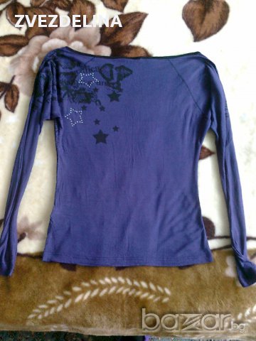 лилава блузка с камъни, снимка 3 - Блузи с дълъг ръкав и пуловери - 16759704